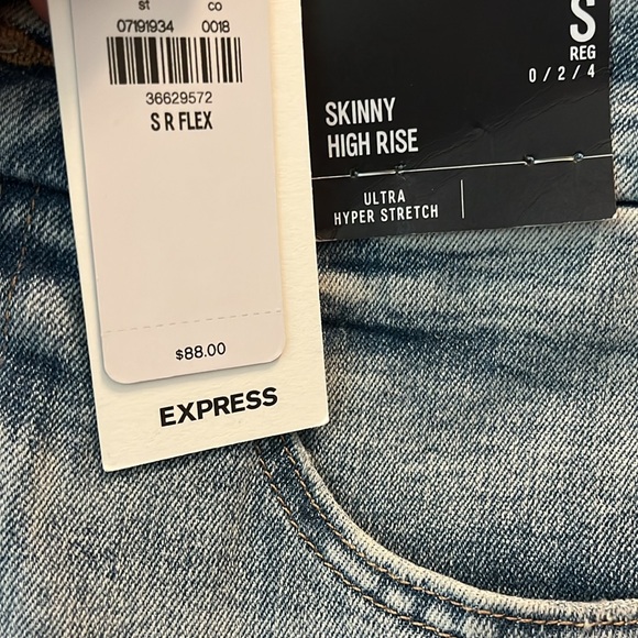 Express High Waisted Light Wash FlexX Skinny Jeans NEW size small - Picture 5 of 5